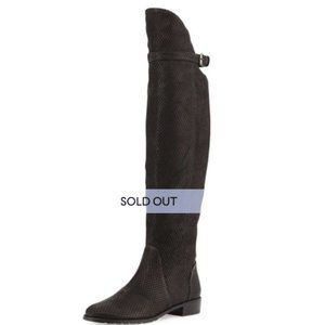 Stuart Weitzman Needaride Snake-Print Over-the-Knee Boot, Black